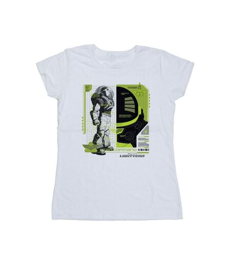 Disney T-shirt en coton à empiècement technique Lightyear Buzz Femme/Ladies (Blanc) - UTBI28932