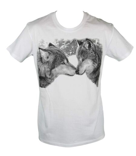 T-shirt HOMME manches courtes - Loup solar - 8984 - Blanc