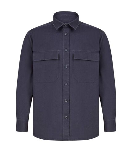 Unisex adult cotton drill overshirt navy Front Row