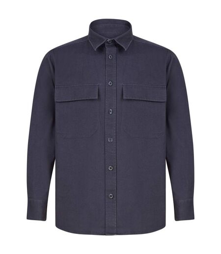 Unisex adult cotton drill overshirt navy Front Row