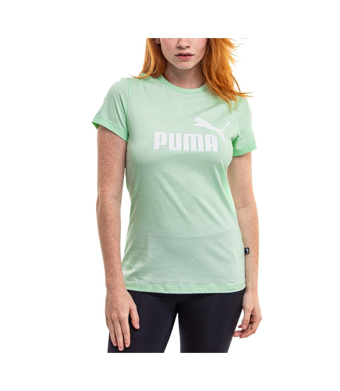 T-shirt Motif/style Logo Essential Femme Vert Puma-1
