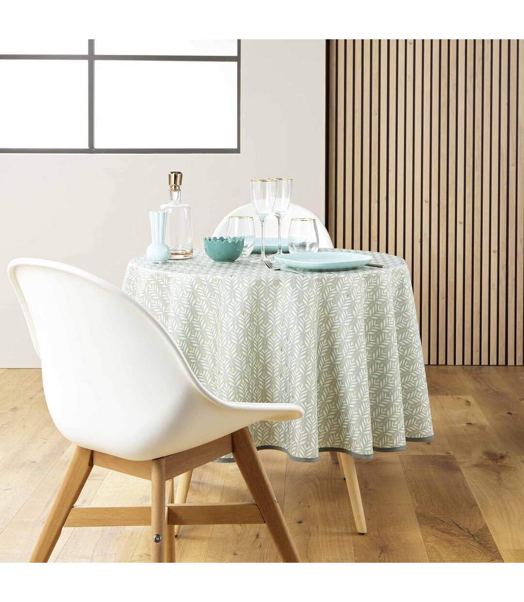 Nappe Ronde Imprimé Piana 180cm Sauge-2