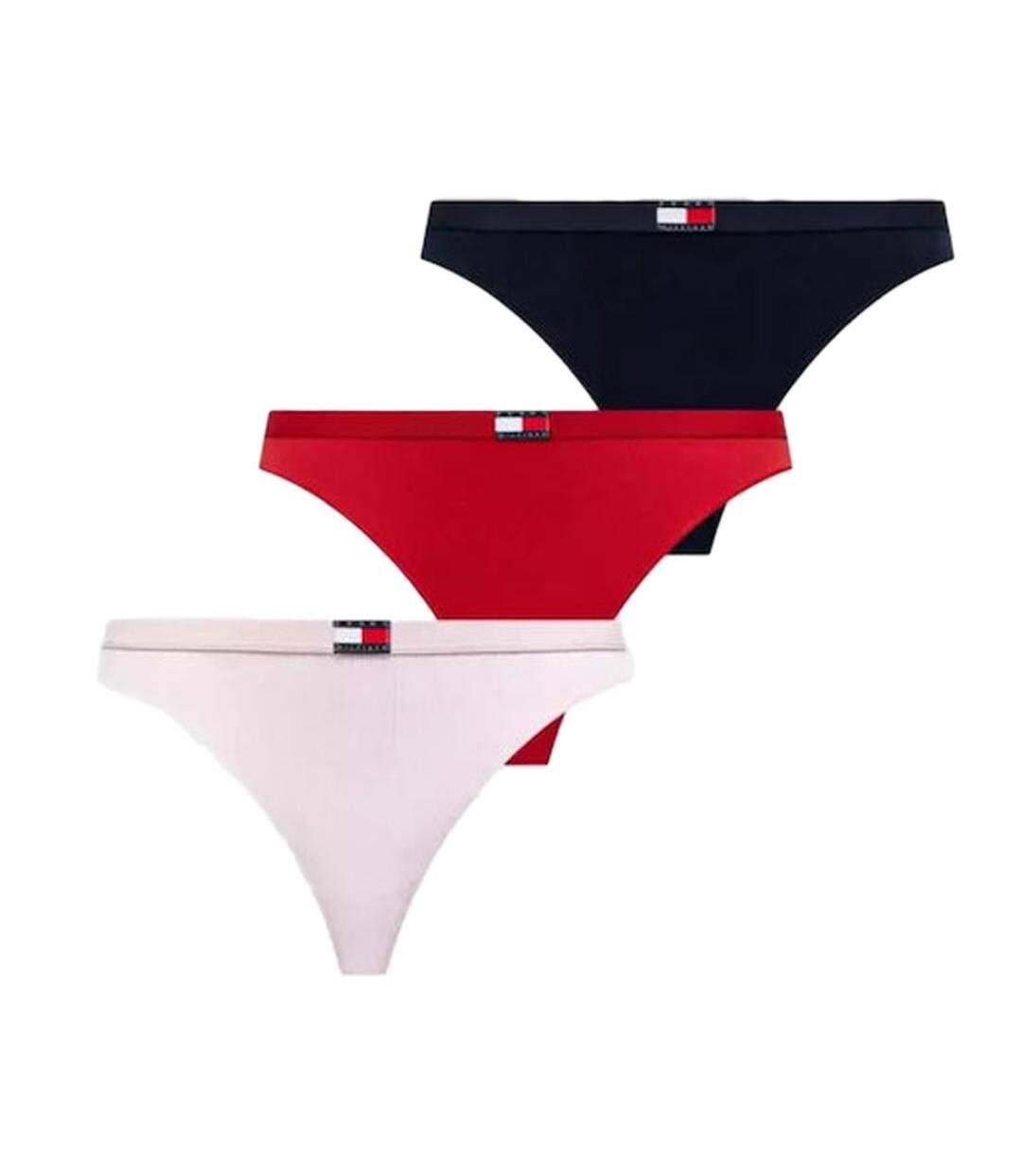 3x strings noires/rose/rouge femme tommy hilfiger thong - l-1