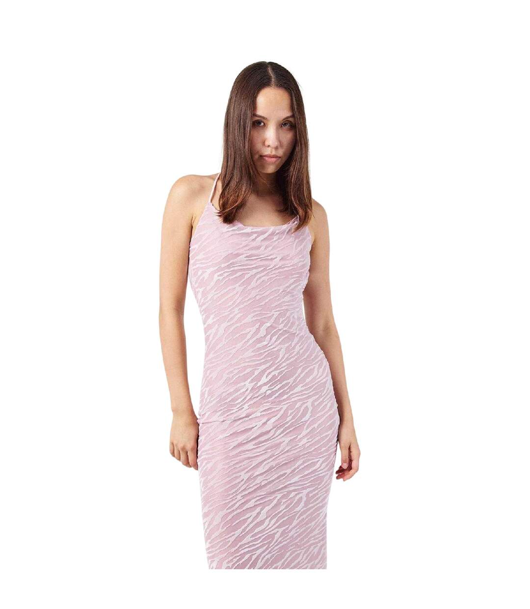 Womens/ladies Zebra Print Sleeveless Maxi Dress Pink Grace Jacob-3