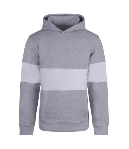 Unisex Adult Panelled Heavyweight Hoodie Heather Grey White Front Row