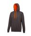 Awdis Varsity Hooded Sweatshirt / Hoodie (Charcoal/ Orange Crush)