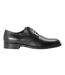 Mens Leather Low Block Heel Derby Shoes Black Boss-1