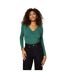 Womens/ladies ruched front long-sleeved t-shirt green Dorothy Perkins