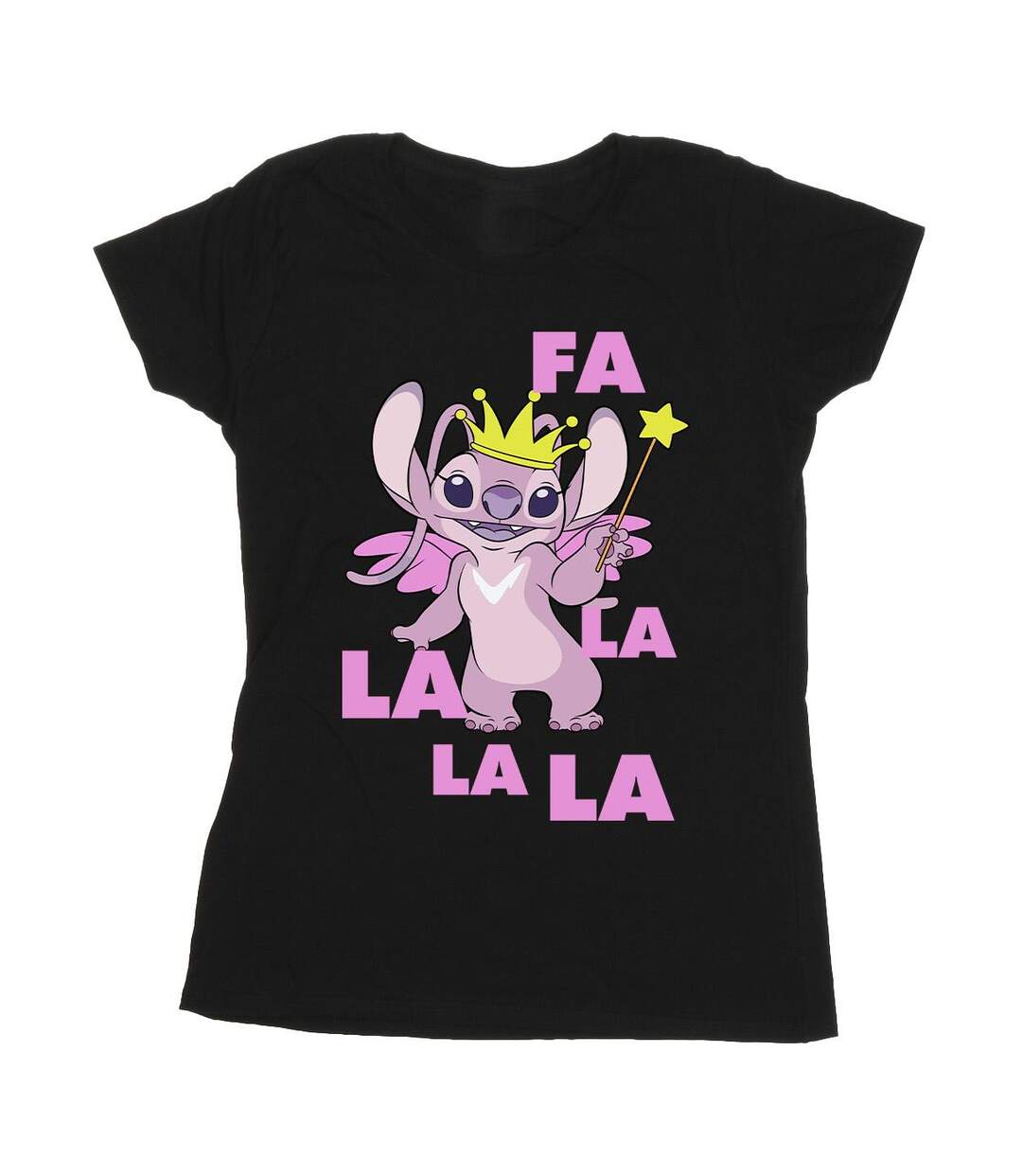 Disney T-shirt en coton Femmes/Ladies Lilo & Stitch Angel Fa La La (Noir) - UTBI26069-1