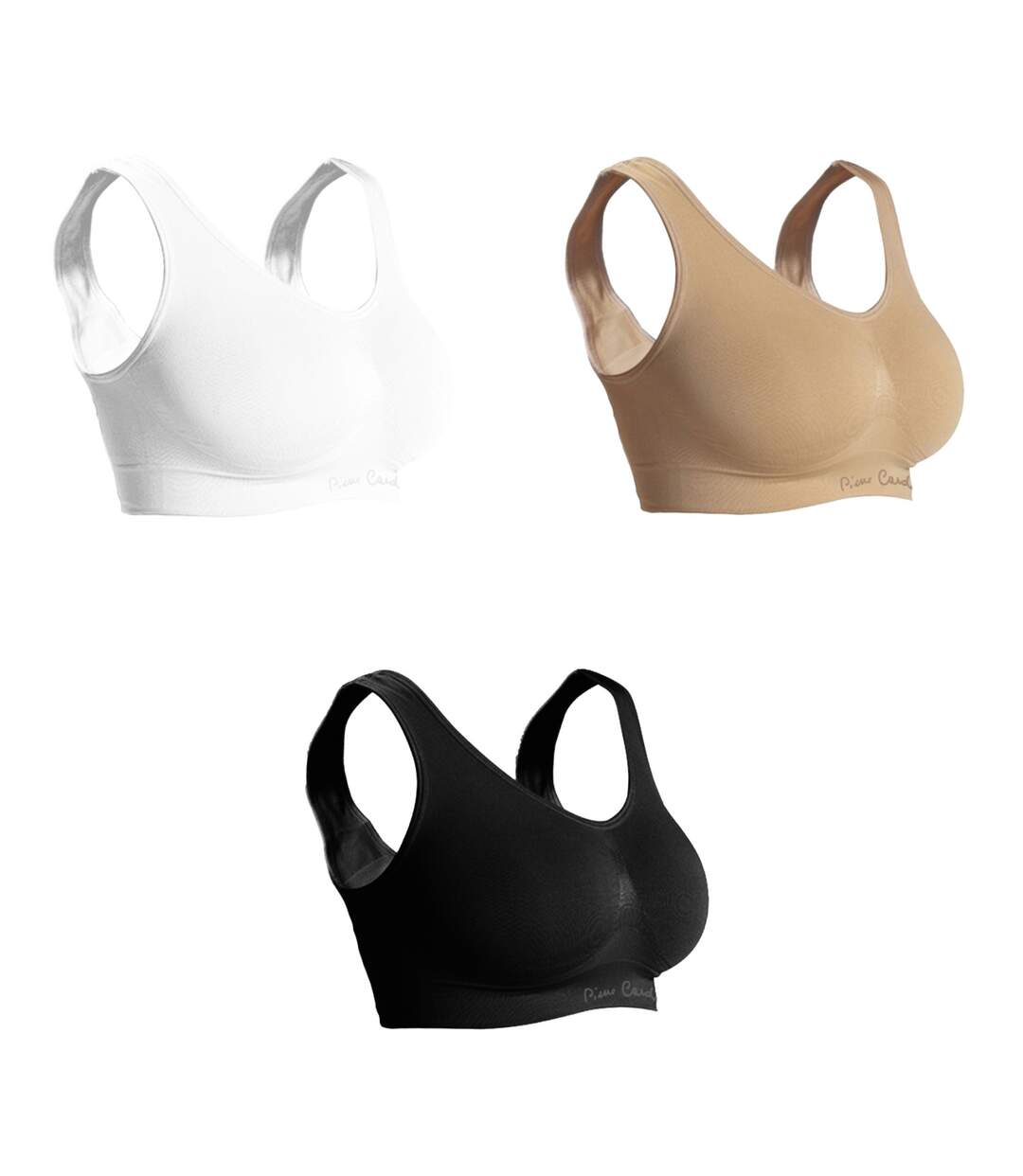 Lot de 3 brassières femme en polyamide unie modèle Actif Pierre Cardin-1