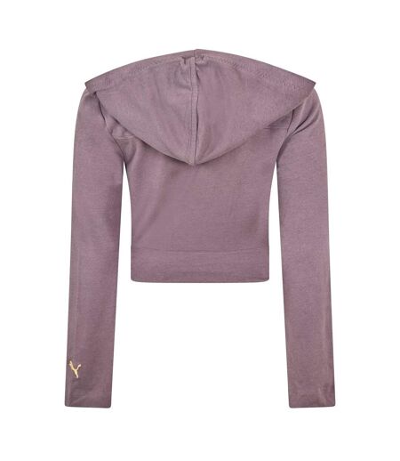 Womens/ladies Crossover Relaxed Fit Long-sleeved Hoodie Purple Puma