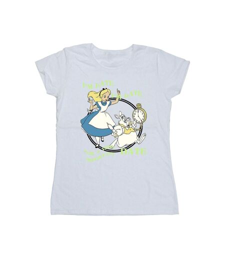 Disney T-shirt en coton Femme/Ladies Alice In Wonderland I'm Late (Blanc) - UTBI6968