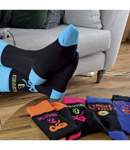 6 Pairs Mens Retro Gaming Socks Cotton Rich Arcade Gamer Novelty Gift