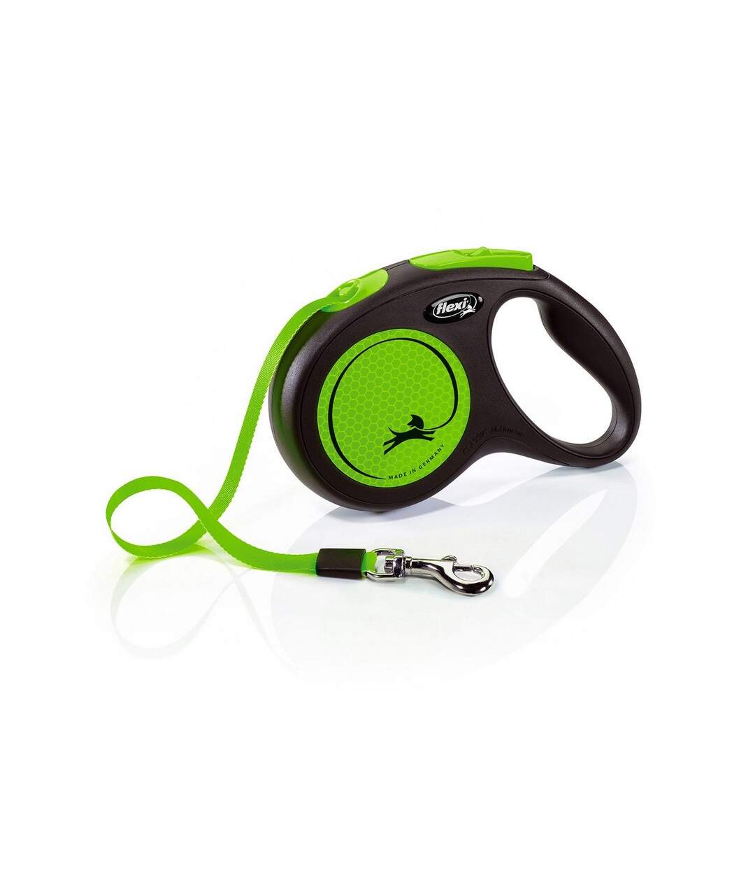 Medium neon taped retractable dog lead 5m green/black Flexi-1