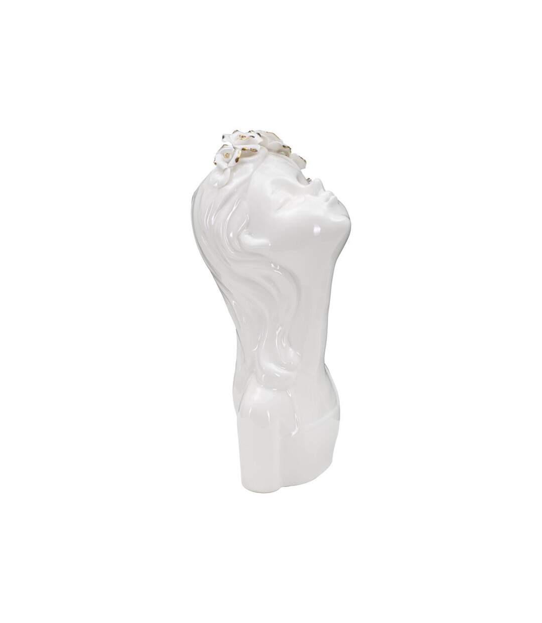 Vase Déco en Porcelaine Young Lady Roses 26cm Blanc-2
