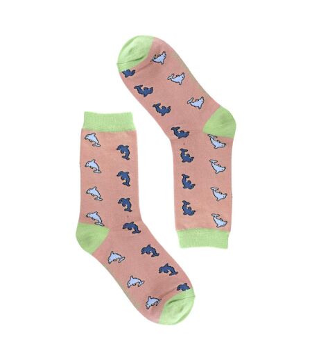 Miss Sparrow - Chaussettes Fantaisie Femme Bambou Motif Dauphins Douces