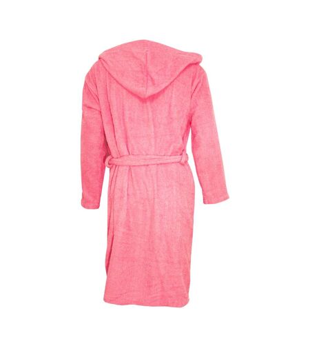 Womens/ladies terry towelling hooded robe pink Forever Dreaming