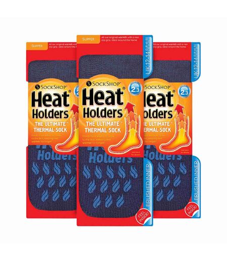 3 Pairs Multipack Mens Slipper Socks with Grips | Non-Slip Thermal Socks