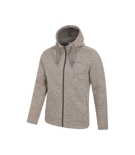 Mens Nevis Fleece Full Zip Hoodie Beige Mountain Warehouse