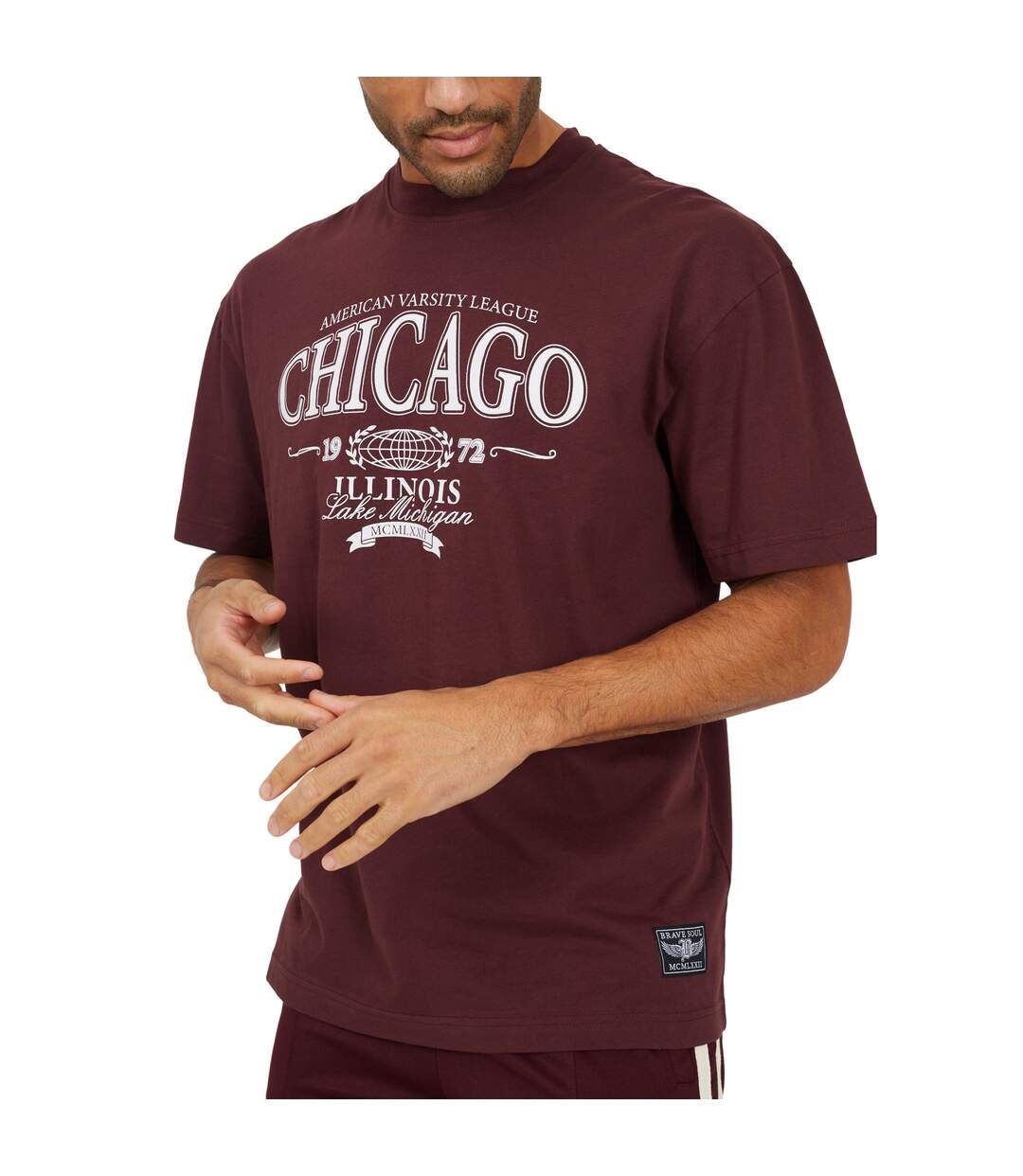 T-shirt Homme Bordeaux Brave Soul-3