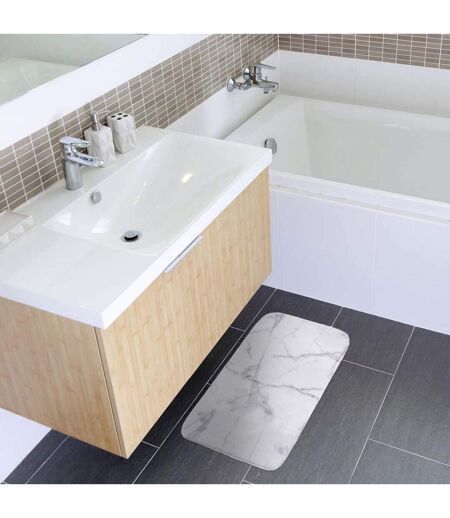 Tapis de Bain Microfibre Effet Marbre 45x75cm Blanc