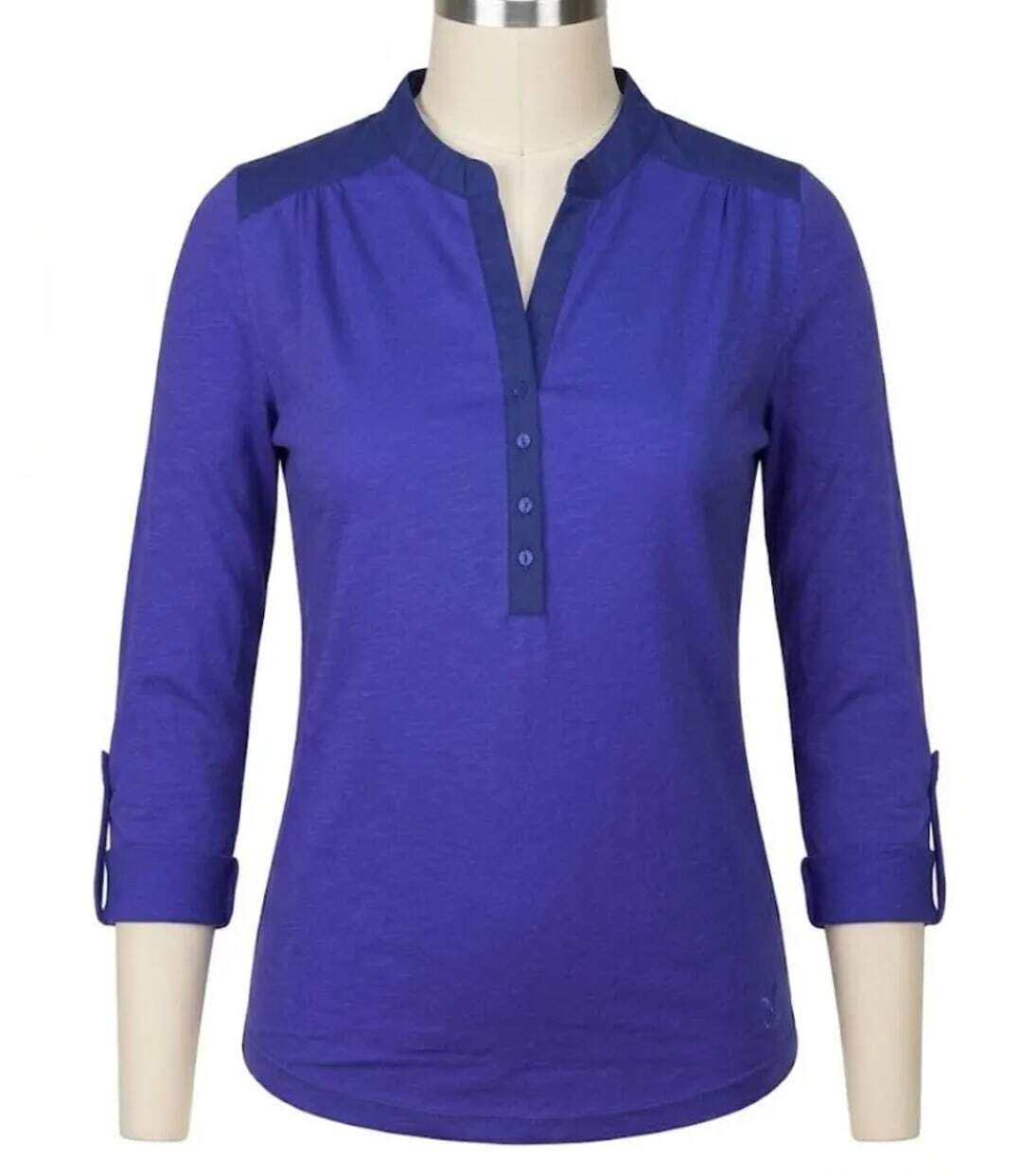 Tee-shirt MAYFLOWER DIMAGO5 manches longues : le chic du bleu bi-matière-3
