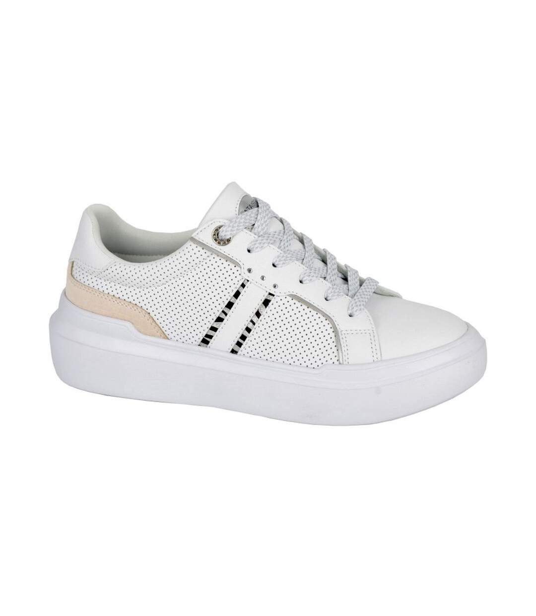 Womens/ladies glamour lace up trainers white/natural Cipriata