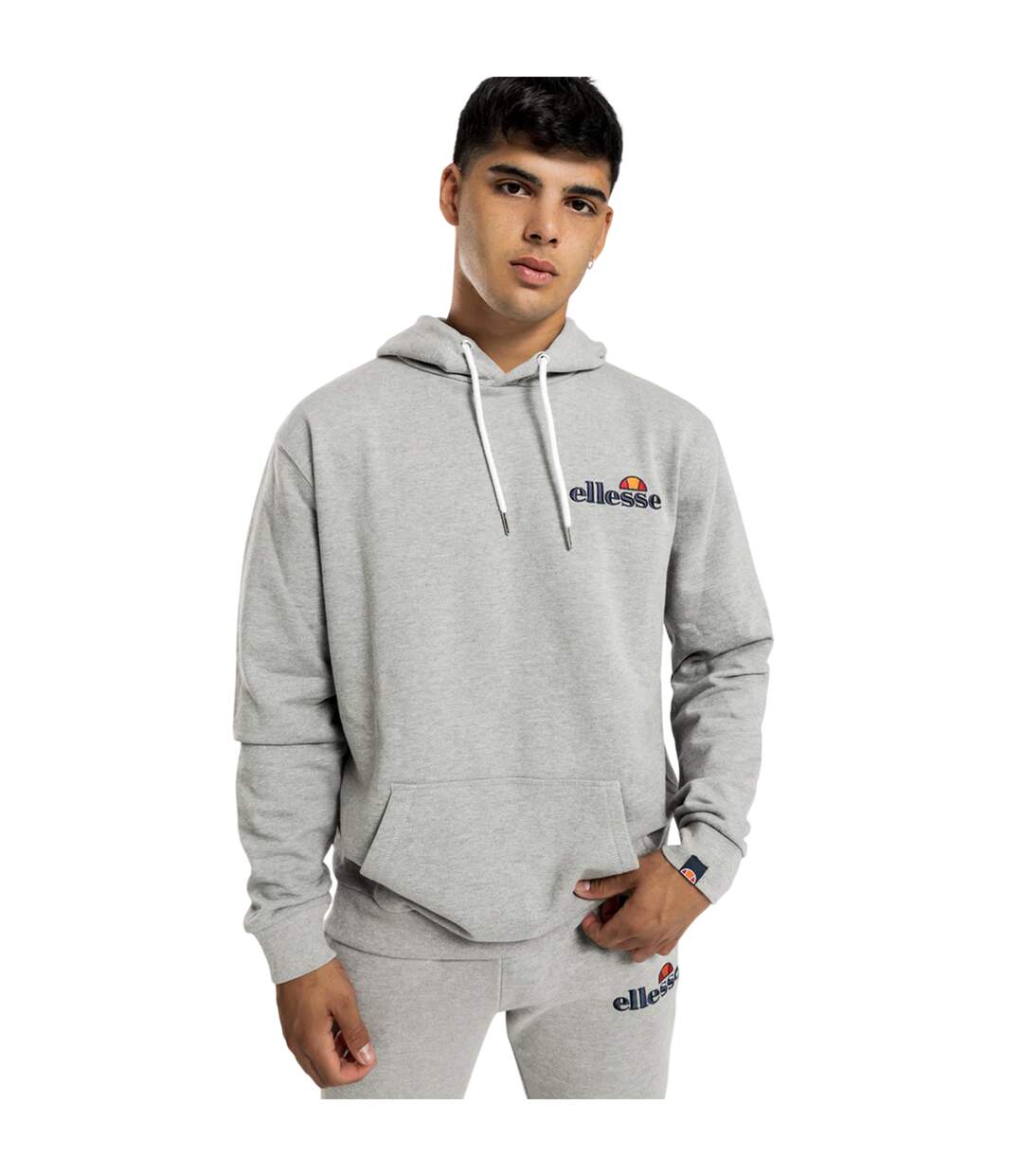 Sweat À Capuche Motif/style Logo Brodé Homme Gris Chiné Ellesse-4