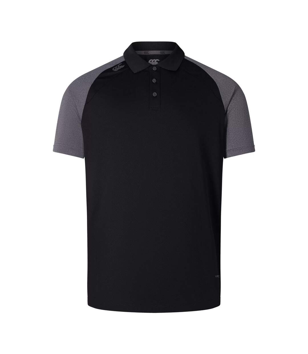 Mens Elite Polo Shirt Black Magnet Grey Canterbury-1