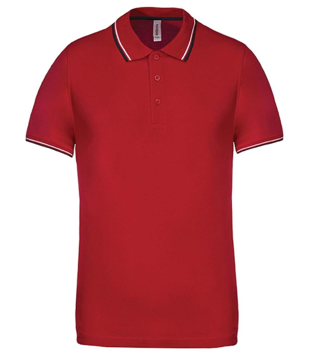 Polo bandes contrastées homme - K250 - rouge -navy-white - manches courtes