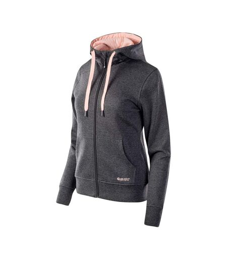 Veste à capuche silian femme rose pâle / gris foncé chiné Hi-Tec