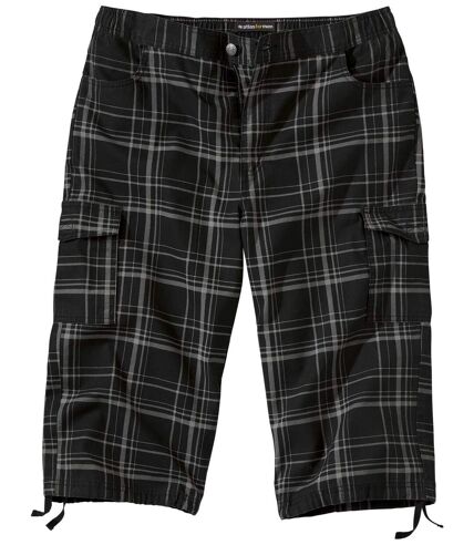 Men's Black Cropped Cargo Trousers