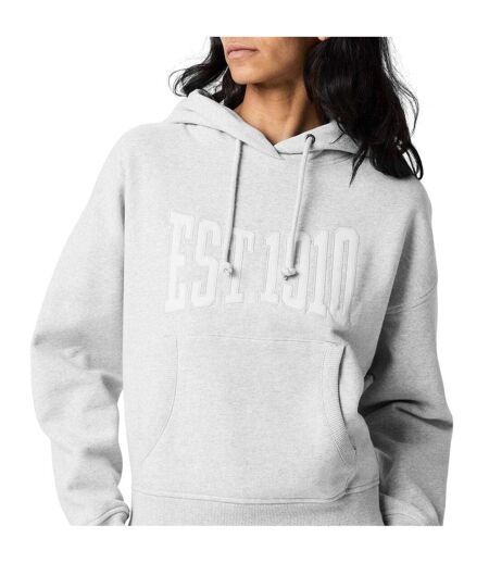 Sweat À Capuche Motif/style Logo Est Femme Gris Chiné Chiné Everlast