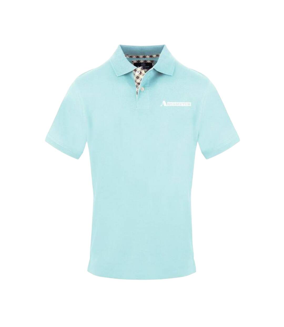 Polo Motif/style Col À Carreaux Homme Bleu Ciel Délavé Aquascutum-1