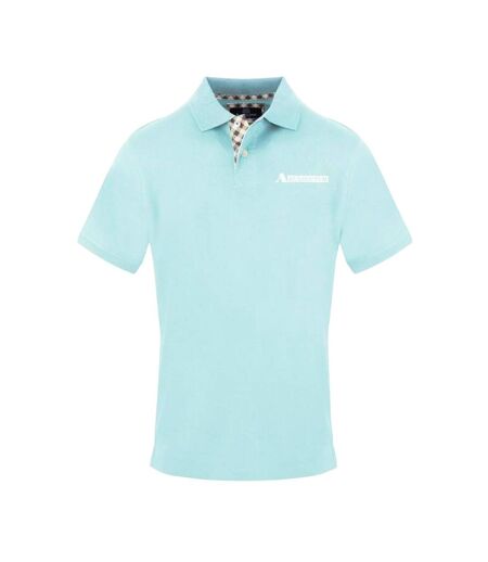 Polo Motif/style Col À Carreaux Homme Bleu Ciel Délavé Aquascutum