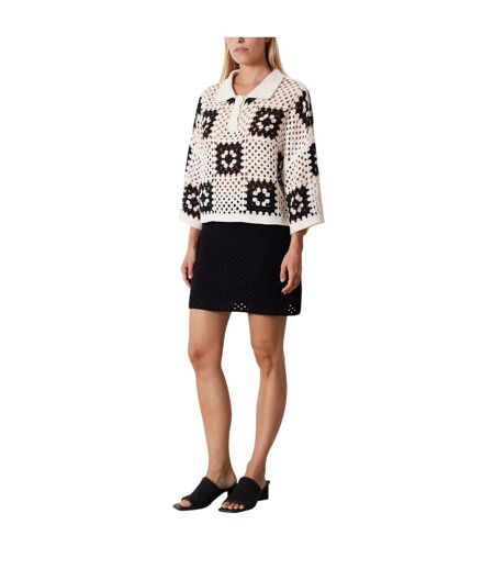 Polo Motif/style Crochet Anaya Femme Noir Crème Edited