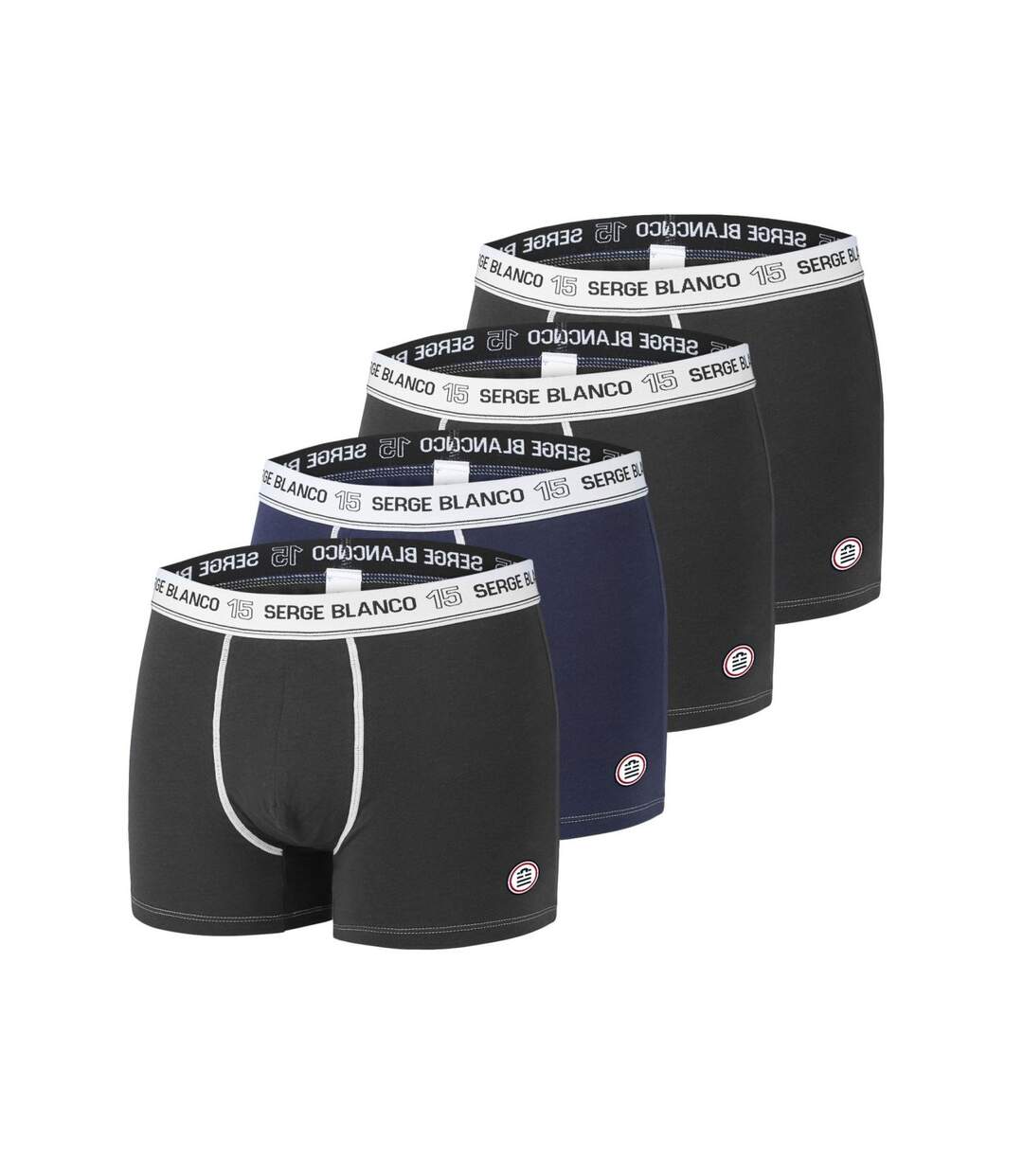 Lot de 4 Boxers coton homme avec surpiqûres Class Serge Blanco-1