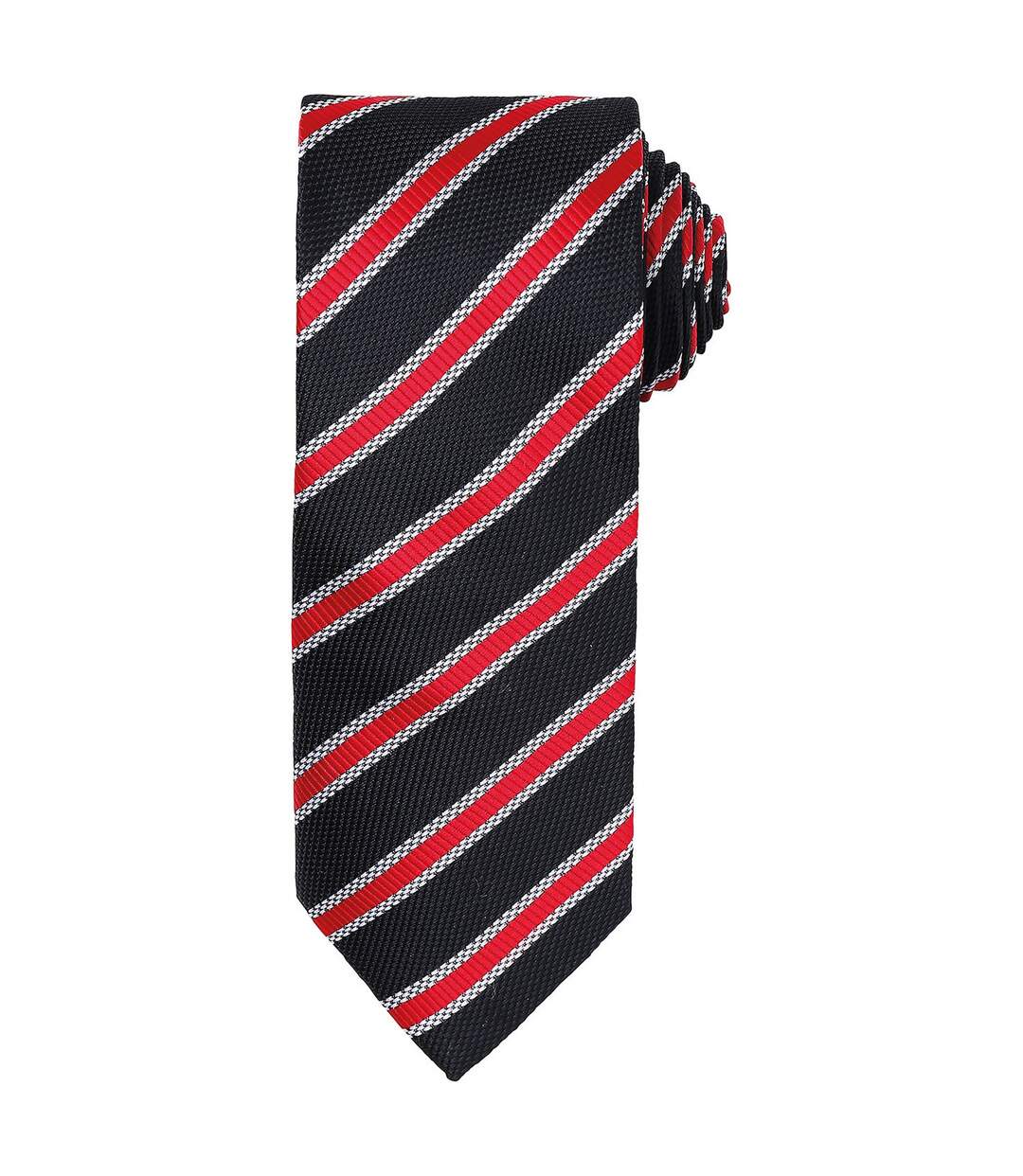 Mens stripe waffle tie one size black/red Premier-1