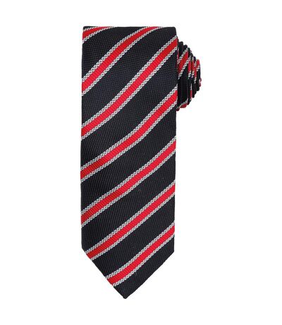 Premier Mens Stripe Waffle Tie (Black/Red) (One Size)