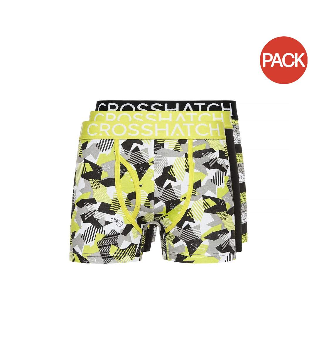 Pack of 3  Mens crystaline boxer shorts  lime/black/gray Crosshatch