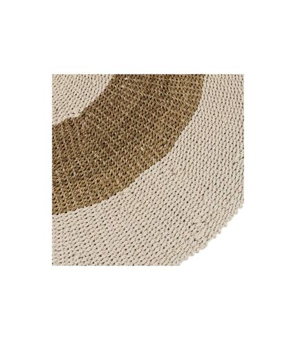 Tapis Rond Déco Zostère 150cm Blanc & Naturel