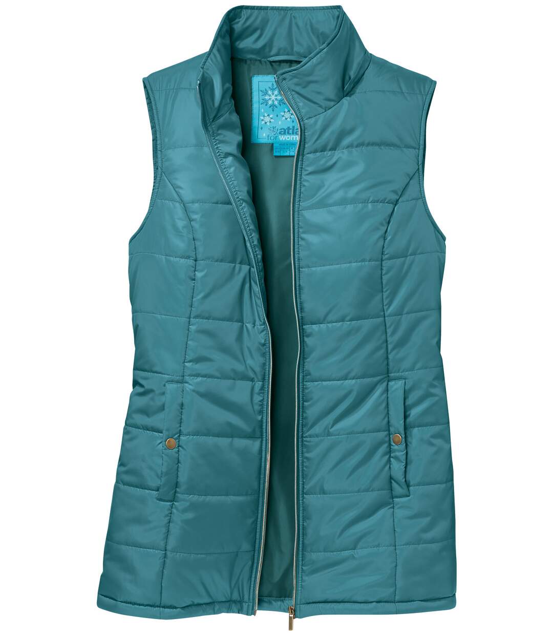 Women's Blue Longline Gilet With Detachable Hood - Water-Repellent-8