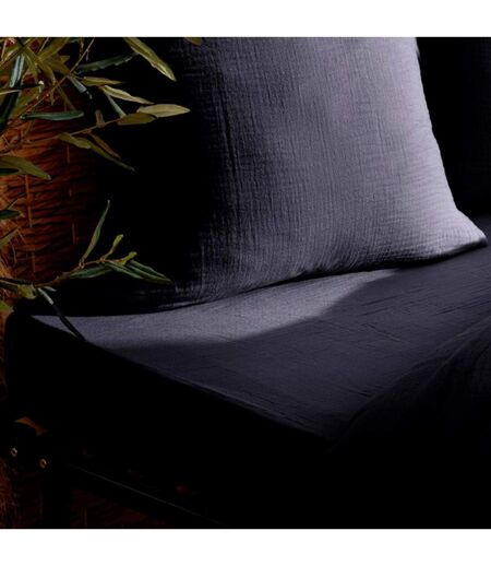 Drap Housse en Gaze de Coton Flora 160x200cm Bleu