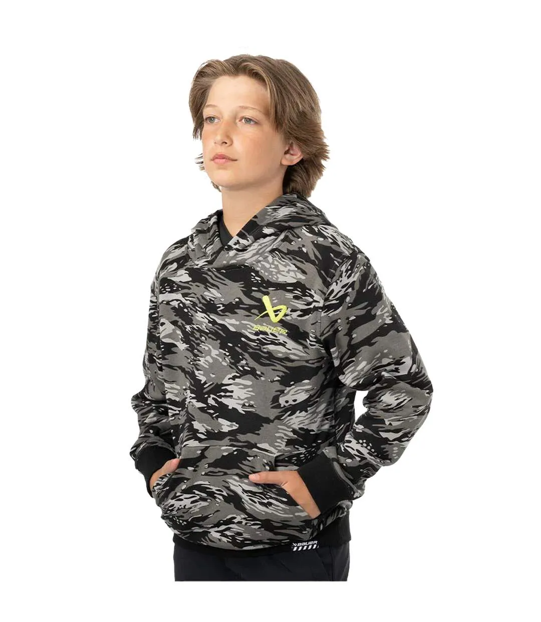 Childrens/kids Painted Hoodie Black Grey Bauer-2