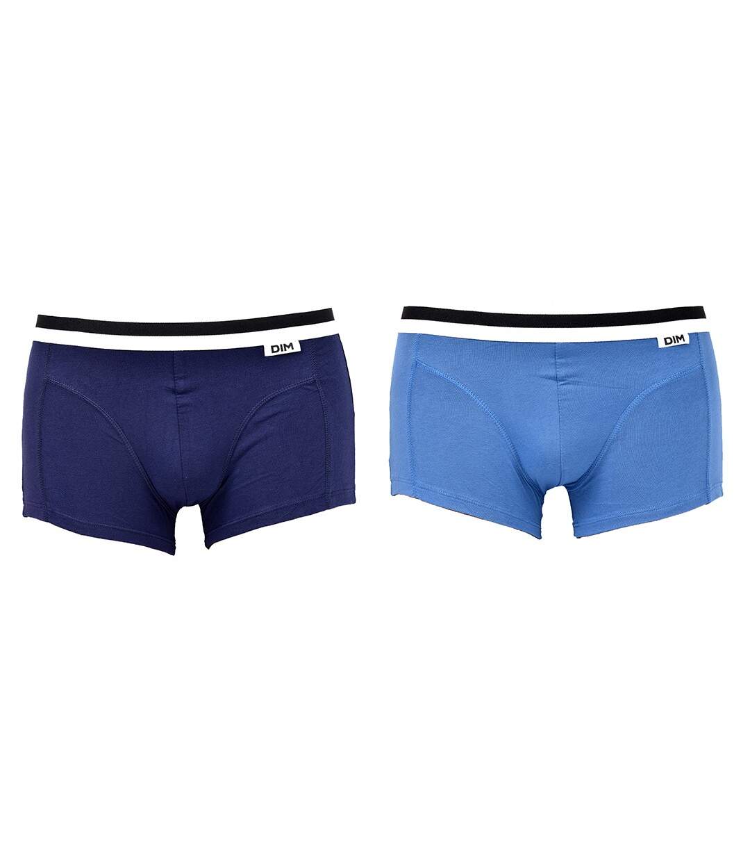 Boxer DIM Homme en coton stretch ultra Confort -Assortiment modèles photos selon arrivages- Pack de 2 Boxers Bleu/Bleu Cobalt-1