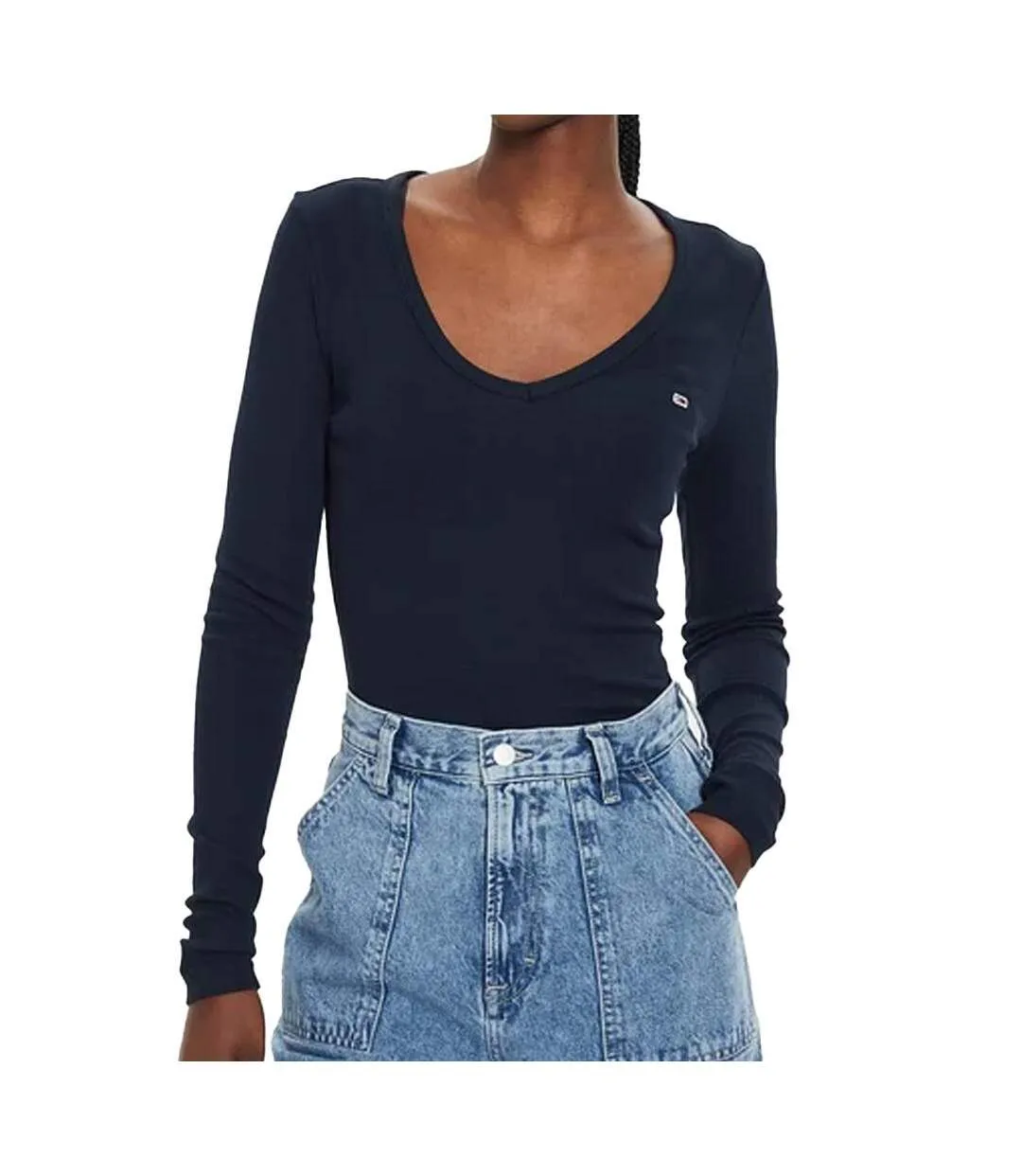 T-shirt manches longues marine femme tommy hilfiger essential-1