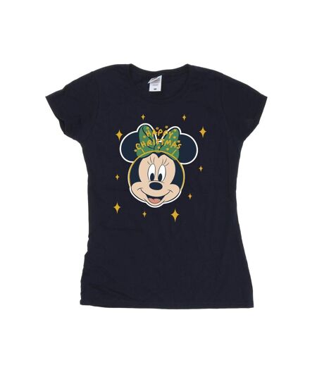 Disney Femme/Les femmes Minnie Mouse Happy Christmas - T-shirt en coton (Bleu marine) - UTBI48836