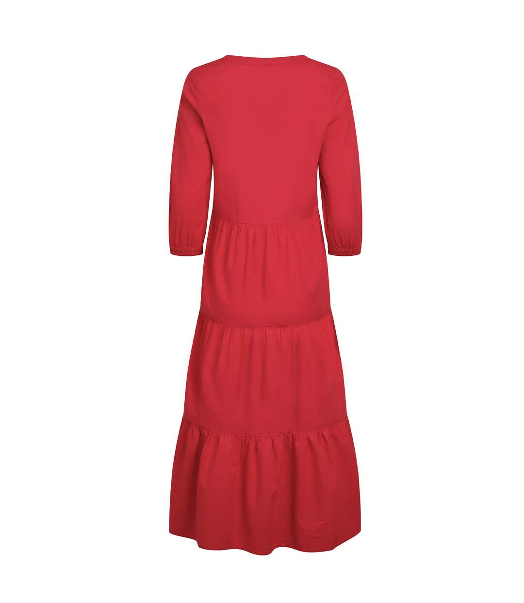 Womens/ladies margo seersucker tiered midi dress crimson Weird Fish-2