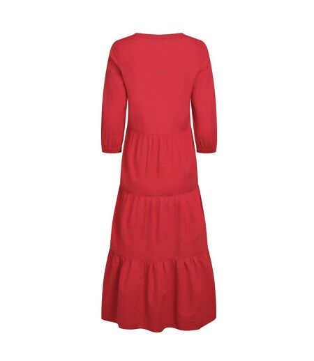 Womens/ladies margo seersucker tiered midi dress crimson Weird Fish