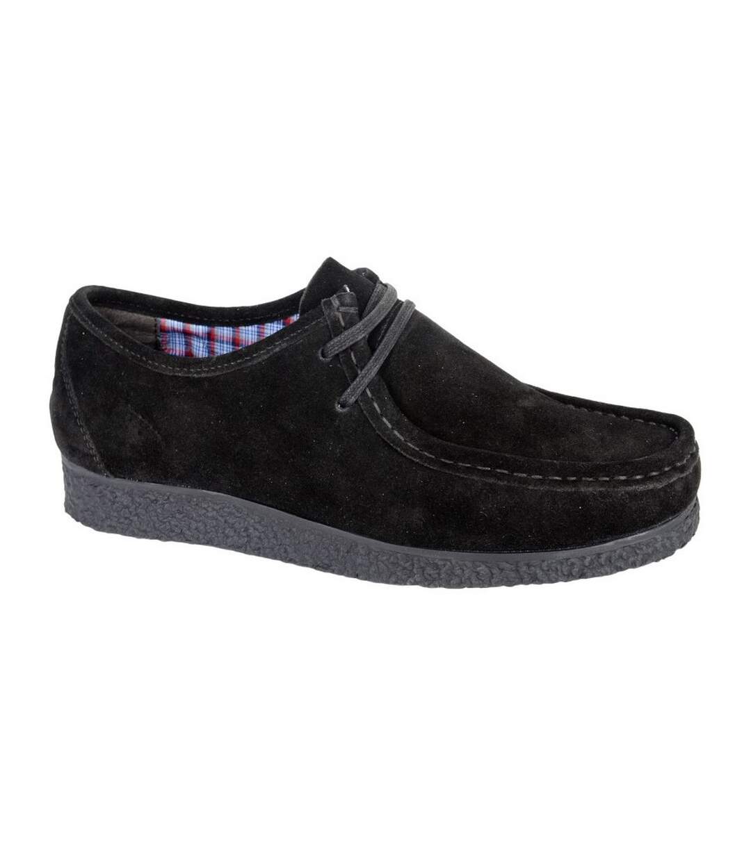 Mens Suede Apron Casual Shoes Black Roamers-1